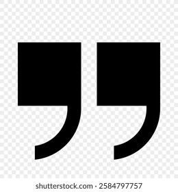 A set of square quotation marks with sharp corners in black on a white background. Quotation marks in the title, round ticks, and quote icons in the comments. Inverted comma characters. Vector EPS 10.