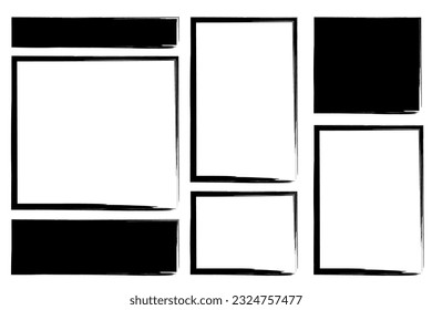 set square and rectangle shapes of Grunge style. Vector illustration. stock image.