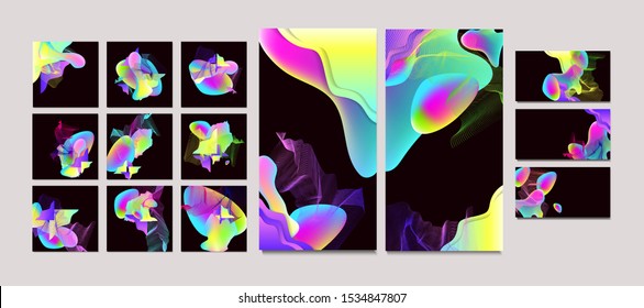 Set square and rectangular base light music bright colorful shapes abstract background plastic prism