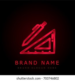 Set square red chromium metallic logo