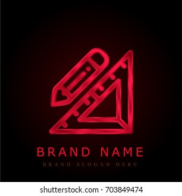 Set square red chromium metallic logo