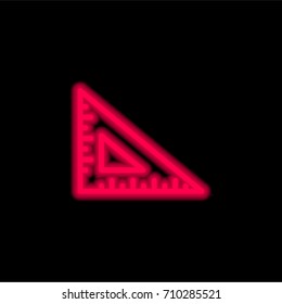 Set square red glowing neon ui ux icon. Glowing sign logo vector