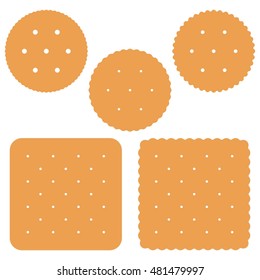 Set Of Square And Round Cracker On White Background Vector