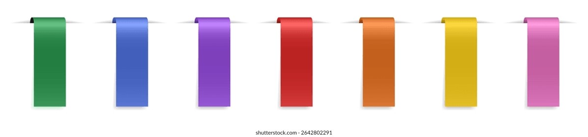 Set of square and round paper stickers. Stick in notes. White, blue and purple colors. Multicolor post it notes. Sheets of paper. Tag, sticky note. Pointed bookmarks