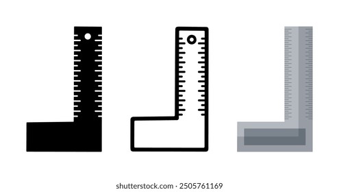 Conjunto de dibujos animados de Regla cuadrada doodle, Vector, ilustración.