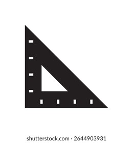  set square ruler icon. Precise black triangle ruler for architectural or drafting use.