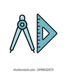 Set square ruler triangle compass icon vector design templates simple and modern concept