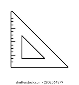 Set square rulers with measurement marks, set square outline icon for stationery, geometry drawing, drafting and school math tools