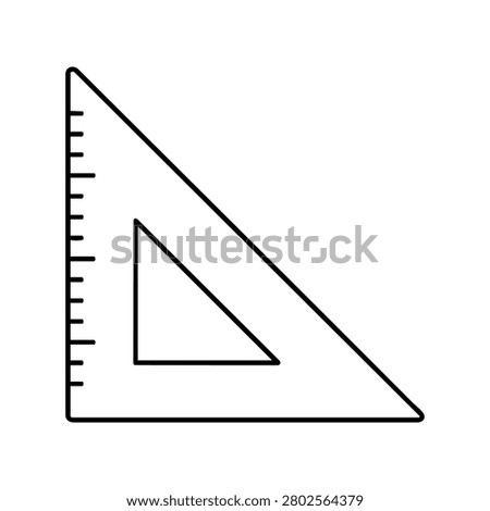 Set square rulers with measurement marks, set square outline icon for stationery, geometry drawing, drafting and school math tools