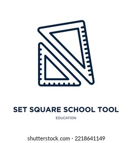 set square school tool icon from education collection. Thin linear set square school tool, 1, 2 outline icon isolated on white background. Line vector set square school tool sign, symbol for web and 