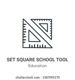 Set square school tool outline vector icon. Thin line black set square school tool icon, flat vector simple element illustration from editable education concept isolated on white background