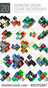 Set of square shape abstract backgrounds. Banner templates