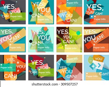 Set of square shaped banners or background layouts, web interface or app cover