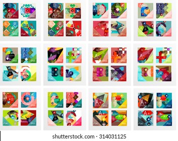 Set of square shaped banners or background layouts, web interface or app cover