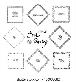 Set of square shaped frames.Calligraphic element border. The artwork line drawings floral ornament for advertising discounts,invitations, greeting cards,restaurant menu. Vector Patterned vignette