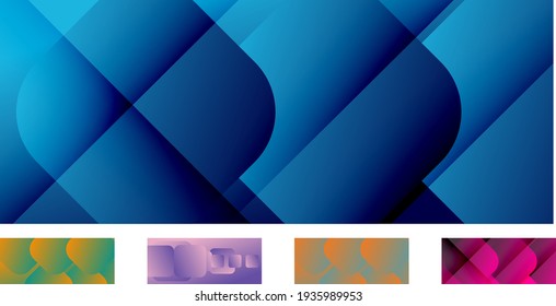 Set of square shapes composition geometric abstract backgrounds. 3D shadow effects and fluid gradients. Modern overlapping forms