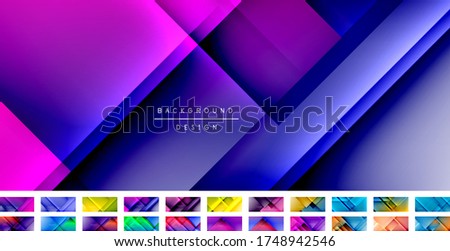 Set of square shapes composition geometric abstract backgrounds. 3D shadow effects and fluid gradients. Modern overlapping forms wallpaper for your text message