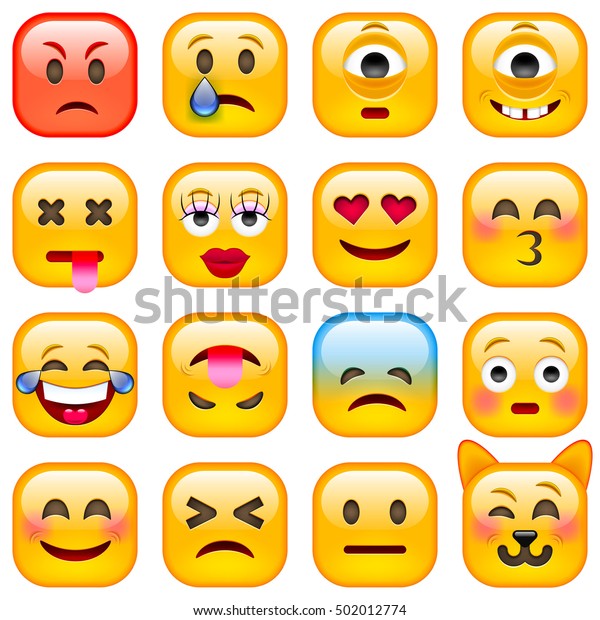 Set Square Smile Emoticons Isolated Vector 스톡 벡터로열티 프리 502012774 