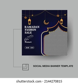 Set of Square social media post template in green, white and gold with lantern design. Iftar mean is breakfasting. social media template with islamic background design