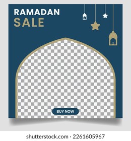 Set of Square social media post template in green and white with lantern and star design. Islamic social media template design