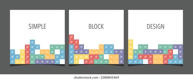 Set of square social media post with creative block game background