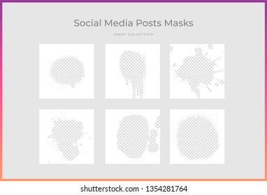Set of square stylish, trendy layout templates for social media, mobile apps or flyer design. Social media pack, Spray Collection