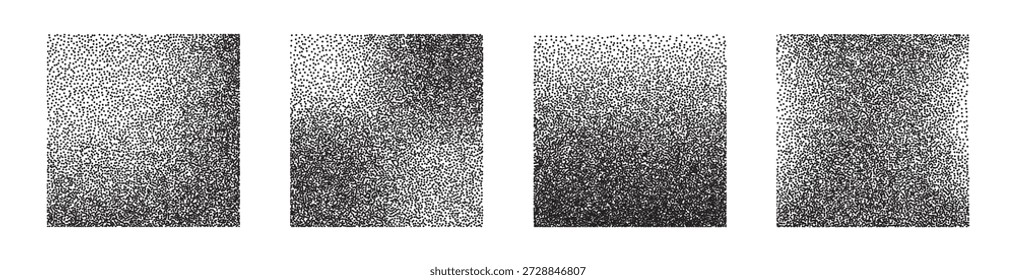 Conjunto de texturas cuadradas con un efecto de ruido granulado y punteado