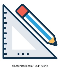 

Set Square Vector, flat icon of drafting, geometry and architect tools, 
