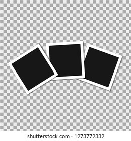 Set of square vector photo frames. Collage of realistic frames isolated on transparent background. Template design. Vector illustration
