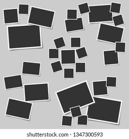 Set of square vector photo frames. Set of square and rectangular vector photo frames. Vertical and horizontal template photo design.