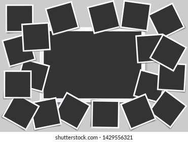 Set of square vector photo frames. Set of square and rectangular vector photo frames. Vertical and horizontal template photo design.