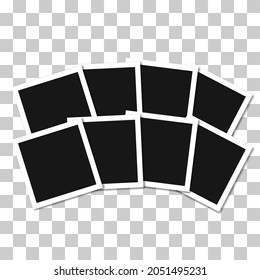 Set of square vector photo frames. Collage of realistic frames isolated on transparent background. Template design. Vector illustration