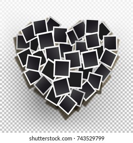Set square vector photo frames in the form hearts. Vector illustration. Isolated on a transparent background