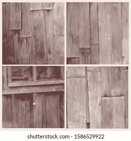 Set of square wooden textures. Retro Engraving Style. Vector Illustration 