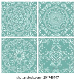 Set of squared backgrounds - ornamental seamless pattern. Design for bandanna, carpet, shawl, pillow or cushion. 