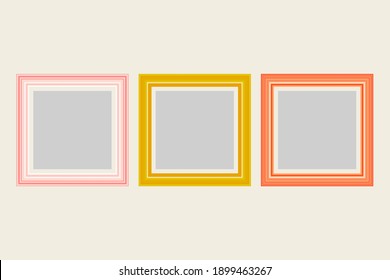 Set of squared color vintage wooden frame for your design. Vintage cover. Place for text. Vintage antique colorful modern rectangular frames. Template vector illustration.