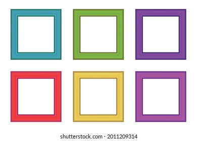 Set of squared color vintage wooden frame for your design. Vintage cover. Place for text. Vintage antique colorful modern rectangular frames. Template vector illustration.