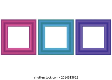 Set of squared color vintage wooden frame for your design. Vintage cover. Place for text. Vintage antique colorful modern rectangular frames. Template vector illustration.