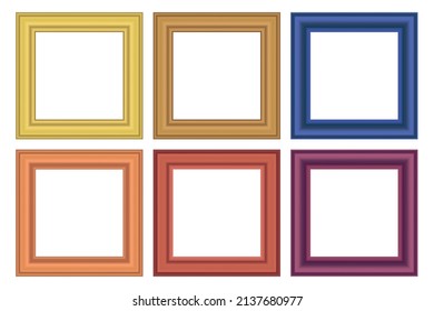 Set of squared color vintage wooden frame for your design. Vintage cover. Place for text. Vintage antique colorful modern rectangular frames. Template vector illustration.