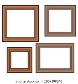 Set of squared golden vintage wooden frame for your design. Vintage cover. Place for text. Vintage antique gold beautiful rectangular frames. Template vector illustration.