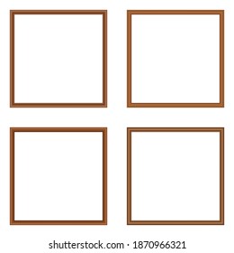 Set of squared golden vintage wooden frame for your design. Vintage cover. Place for text. Vintage antique gold beautiful rectangular frames. Template vector illustration.