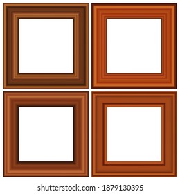 Set of squared golden vintage wooden frame for your design. Vintage cover. Place for text. Vintage antique gold beautiful rectangular frames. Template vector illustration.