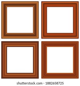 Set of squared golden vintage wooden frame for your design. Vintage cover. Place for text. Vintage antique gold beautiful rectangular frames. Template vector illustration.