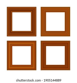 Set of squared golden vintage wooden frame for your design. Vintage cover. Place for text. Vintage antique gold beautiful rectangular frames. Template vector illustration.