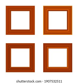 Set of squared golden vintage wooden frame for your design. Vintage cover. Place for text. Vintage antique gold beautiful rectangular frames. Template vector illustration.