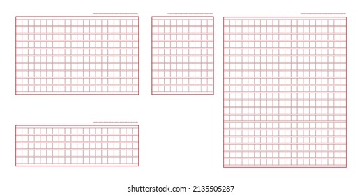 Set of Squared manuscript icon paper file, creative closeup isolated on white background vector illustration .