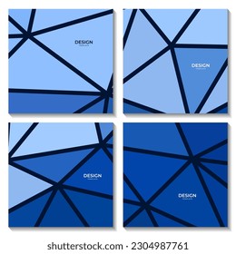 set of squares abstract geometric blue colorful background with triangles shape