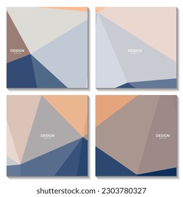set of squares with elegant modern blue and orange geometric background with triangles shape