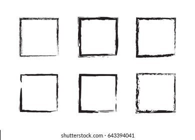 Set of Squares Grunge Frame for Design Use.Brush Strokes Squares Frame Style Vector Illustration.