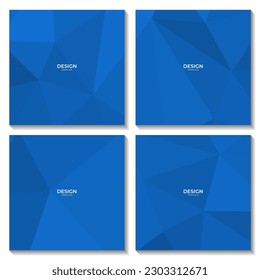 set of squares template with abstract blue geometric background with triangles
